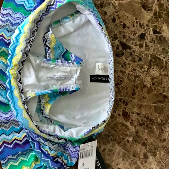 La Blanca blue zig zag swim skirt NWT has liner - Picture 3 of 4